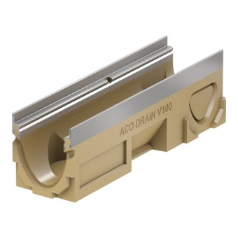 Latakas polimerbetoninis V100E su išmušamu vamzdžio prijungimo ruošiniu DN110, Nr.10.1 